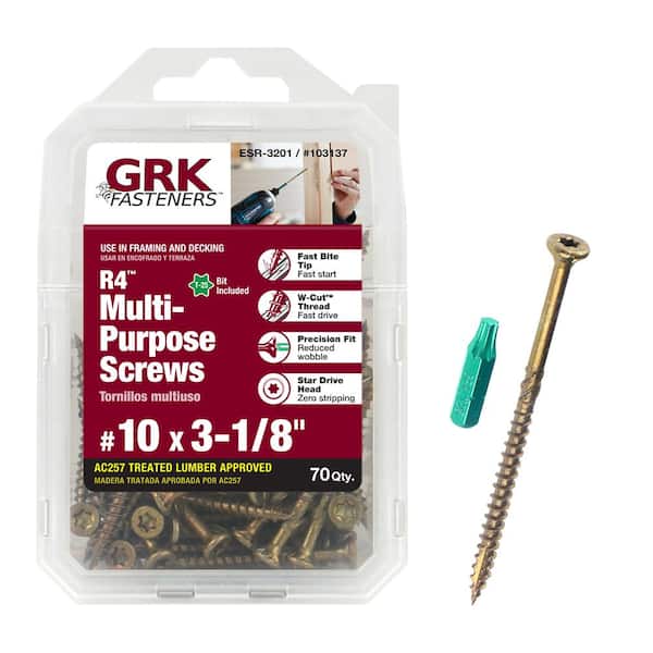 GRK Fasteners #10 x 3-1/8 in. Star Drive Bugle Head R4 Multi-Purpose Wood Screw (70-Pack)