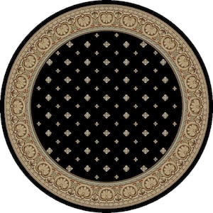 Ankara Pin Dot Black 8 ft. Round Area Rug