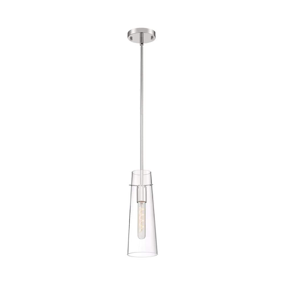 Alondra 60-Watt 1-Light Polished Nickel Shaded Mini Pendant Light with Clear Glass Shade, No Bulbs Included price history on PriceWatchPro
