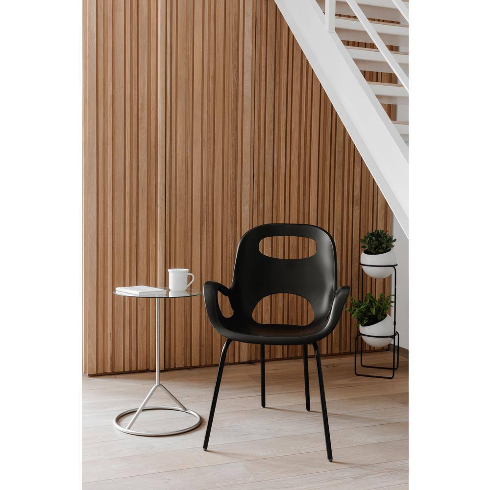 Matte Black Steel Cut-Out Outdoor Dining Chair