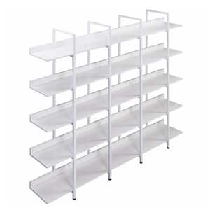 70.87 in. White 5-Tier Bookcase Home Office Open Bookshelf with Metal Frame
