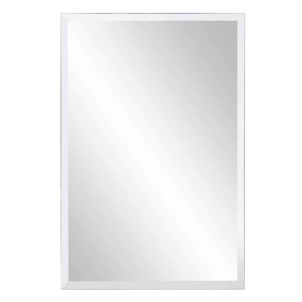 Silver Frameless Rectangular Beveled Wall Mirror, 24 x 36 Inch
