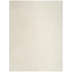 Eco-Friendly Ivory 9 ft. x 12 ft. Abstract Contemporary Area Rug