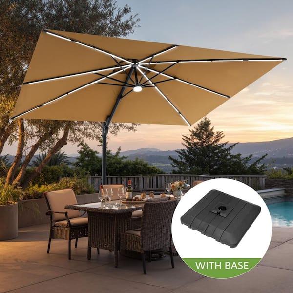 double vented patio umbrella with tilt in tan beige natural 11x9 ft Cantilever - Top This 9ft patio umbrella features a bohemian Pellebant 9 ft. x 11