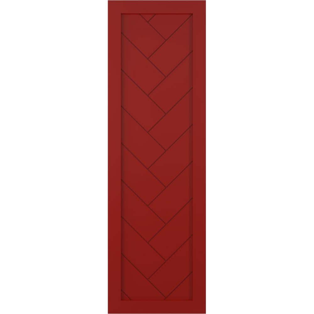 18 in. x 64 in. PVC True Fit Single Panel Herringbone Modern Style Fixed Mount Board & Batten Shutters Pair in Fire Red price history on PriceWatchPro