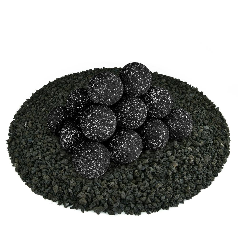 3 in. Set of 20 Ceramic Fire Balls in Midnight Black Speckled