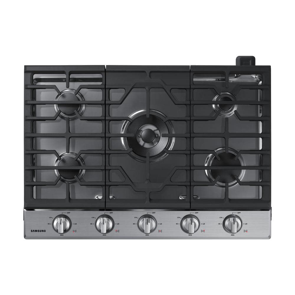 Samsung 30 in. Gas Cooktop in Stainless Steel with 5 Burners including Power Burner with Wi-Fi, Silver