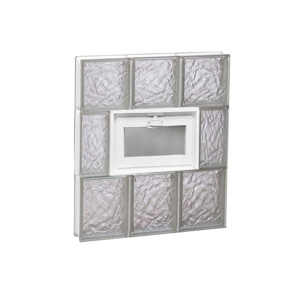 Clearly Secure 17.25 in. x 21.25 in. x 3.125 in. Frameless Ice Pattern Vented Glass Block Window