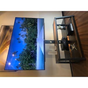 45.60 in. Black TV Stand Tempered Glass Height Adjustable Universal Swivel Entertainment Center Fits TV's up to 65 in.
