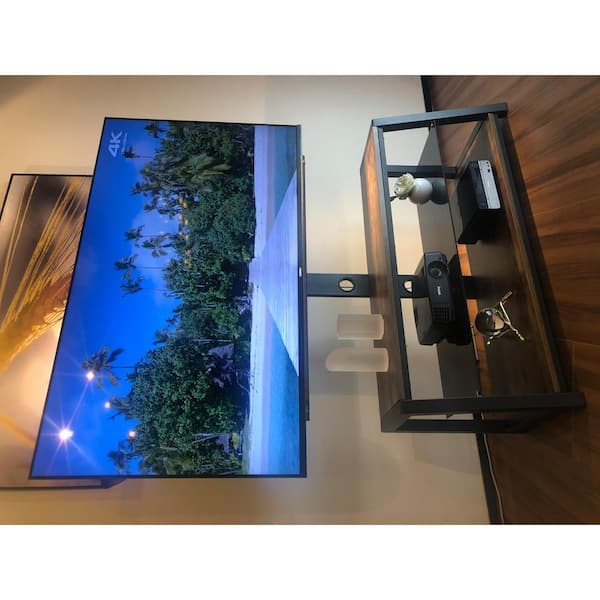 CorLiving Black Glass Corner TV Stand, for TVs up to 65 Satin