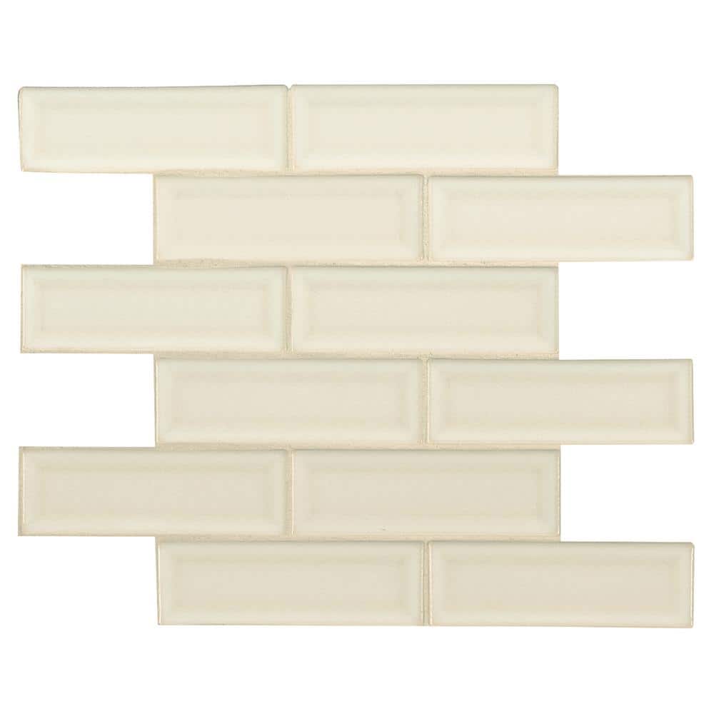 Take Home Tile Sample - Antique White Beveled 4 in. x 4 in. Glossy Ceramic Mosaic Tile price history on PriceWatchPro