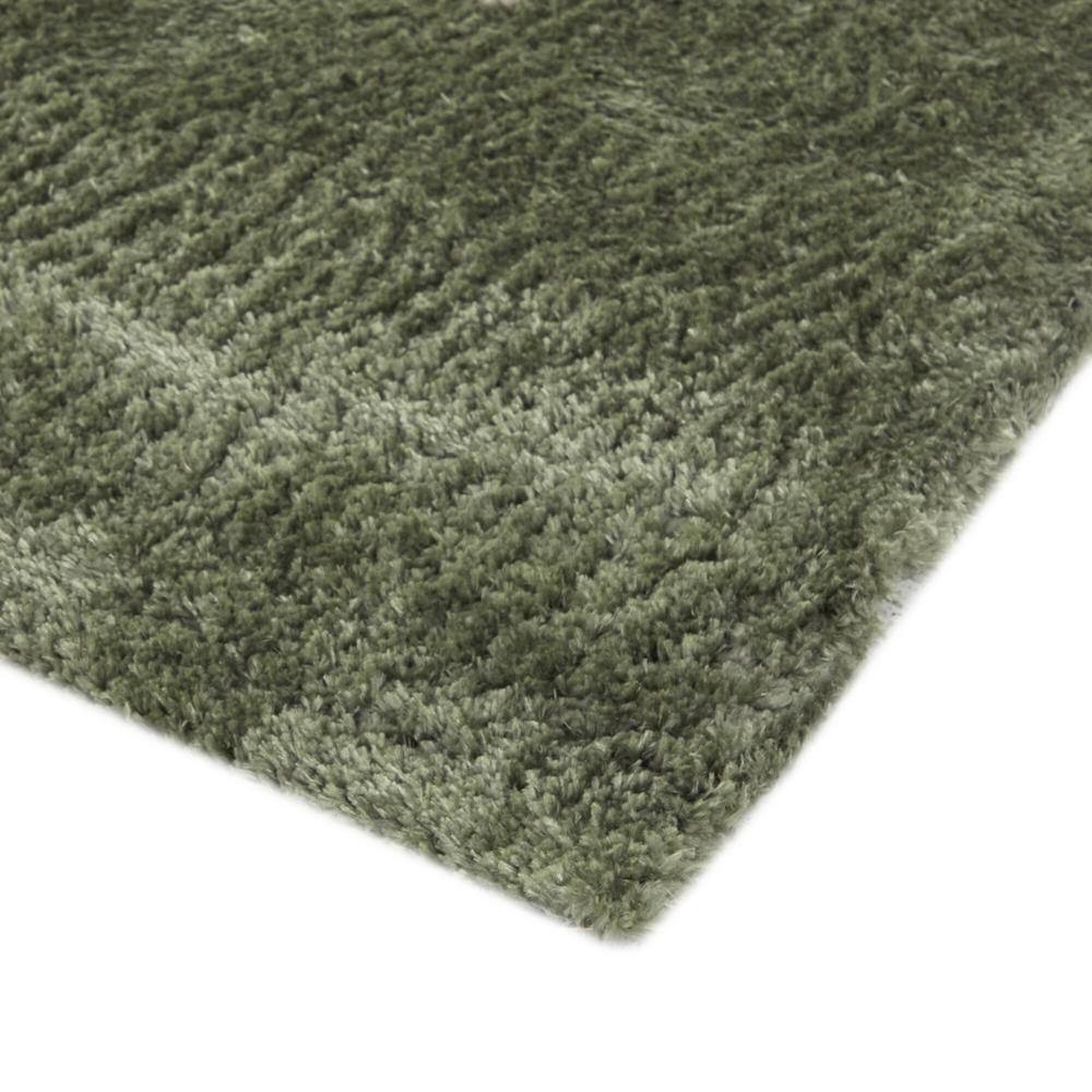 Green and White Geometric Synthetic Area Rug