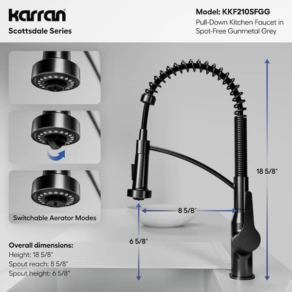 Karran Scottsdale Single Handle Pull Down Sprayer Kitchen Faucet