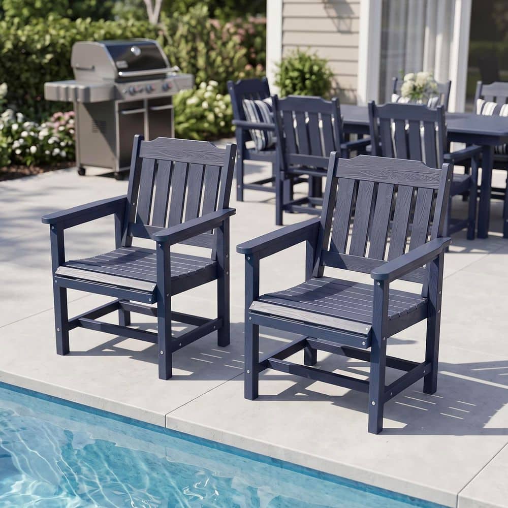 Innovaze Poly Lumber Outdoor Dining Chair Set of 2, Slat Back, All