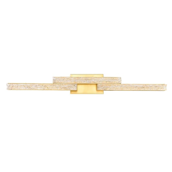 CWI Lighting Stagger 36 in. 3 Light Integrated LED Brass Vanity Light ...