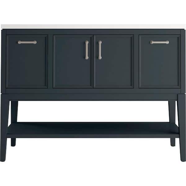 Winnow 48.12in. Single Sink Freestanding Slate Grey Bath Vanity with White Quartz Top Assembled