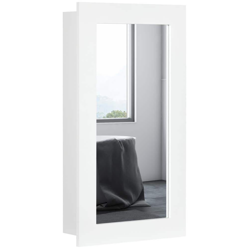 4.75 in. W x 28 in. H Rectangular Wood Medicine Cabinet with Mirror & Magne