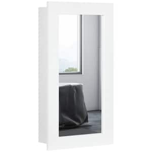 4.75 in. W x 28 in. H Rectangular Wood Medicine Cabinet with Mirror & Magnetic Door, Adjustable 3 Shelves in White