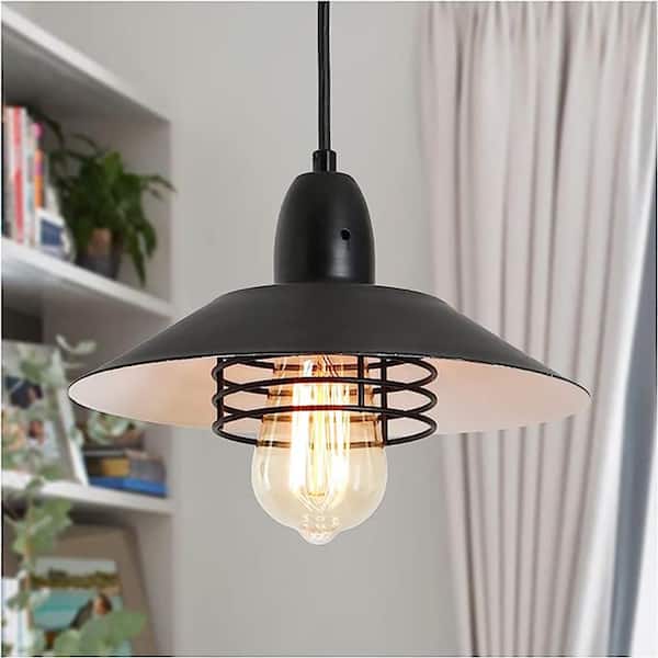 mieres 1-Light Black Metal Pendant Light with Spring Frame Chandelier for Kitchen Island Light Bulb Not Included