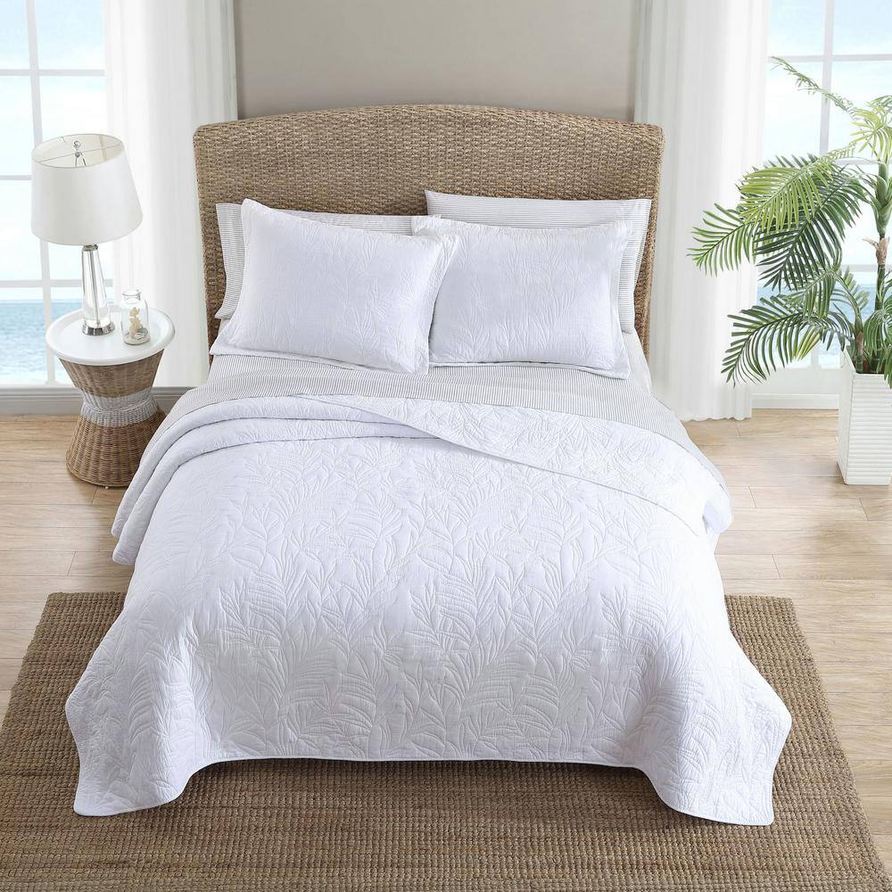 White Cotton Twin Reversible Quilt Set