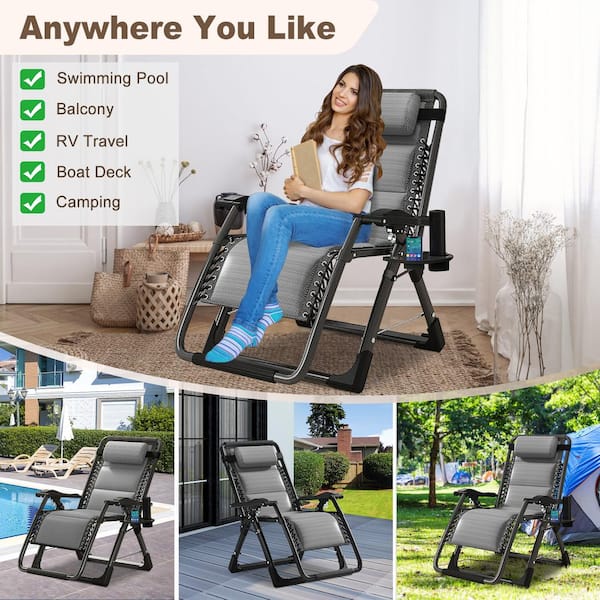 BOZTIY Zero Gravity Chair Steel Outdoor Lounge Chair Folding