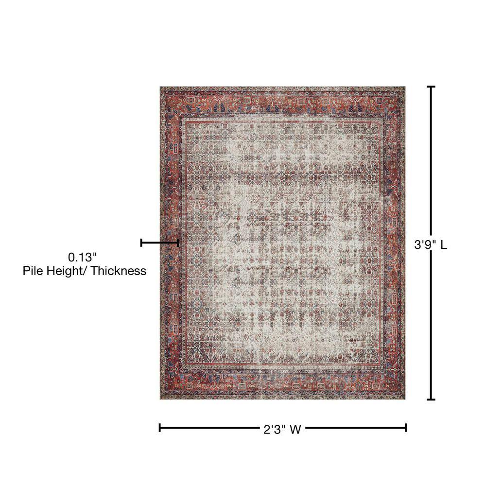 Ivory and Brick Rectangular Synthetic Accent Rug