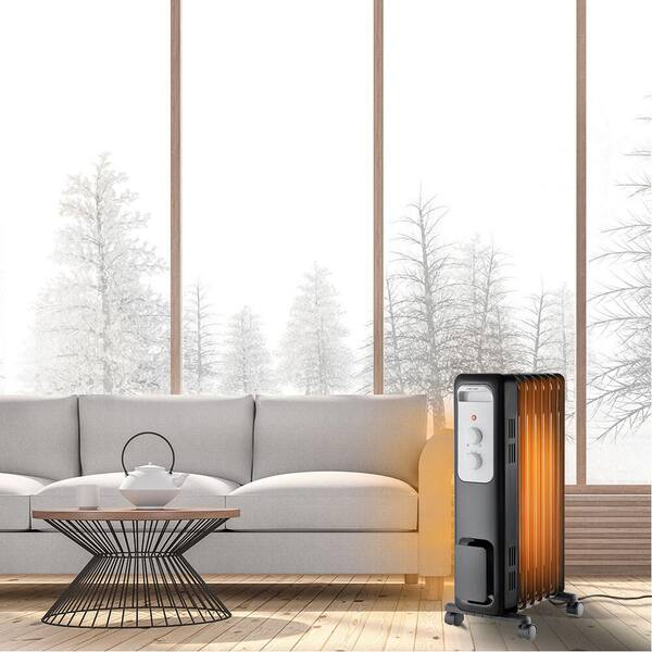 Pelonis 1,500-Watt Oil-Filled Radiant Electric Space Heater with Thermostat  HO-0279