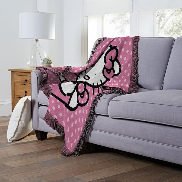 Northwest Hello Kitty Woven Tapestry Throw Blanket, 48 x 60, Let's Chat