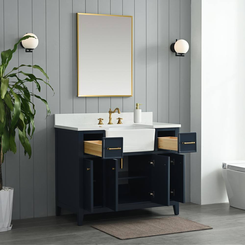 Indigo Blue Single Bathroom Vanity with White Ceramic Sink