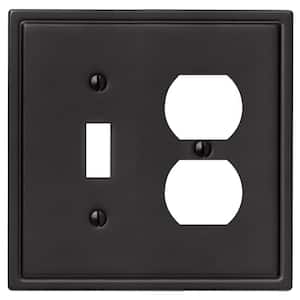Sinclair Insulated 2-Gang Matte Black 1-Toggle/1-Duplex Stamped Steel Wall Plate