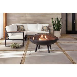 Windgate 40 in. Dia Round Steel Wood Burning Fire Pit with Spark Guard