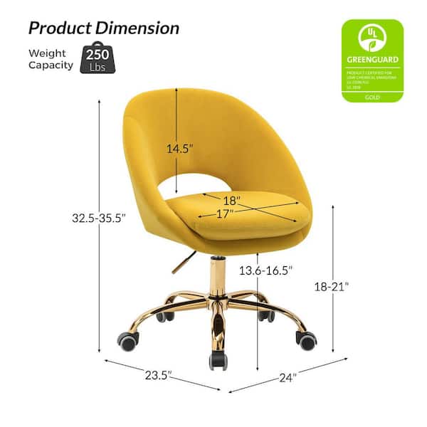 JAYDEN CREATION Savas Yellow Upholstered 18 in.-21 in. H