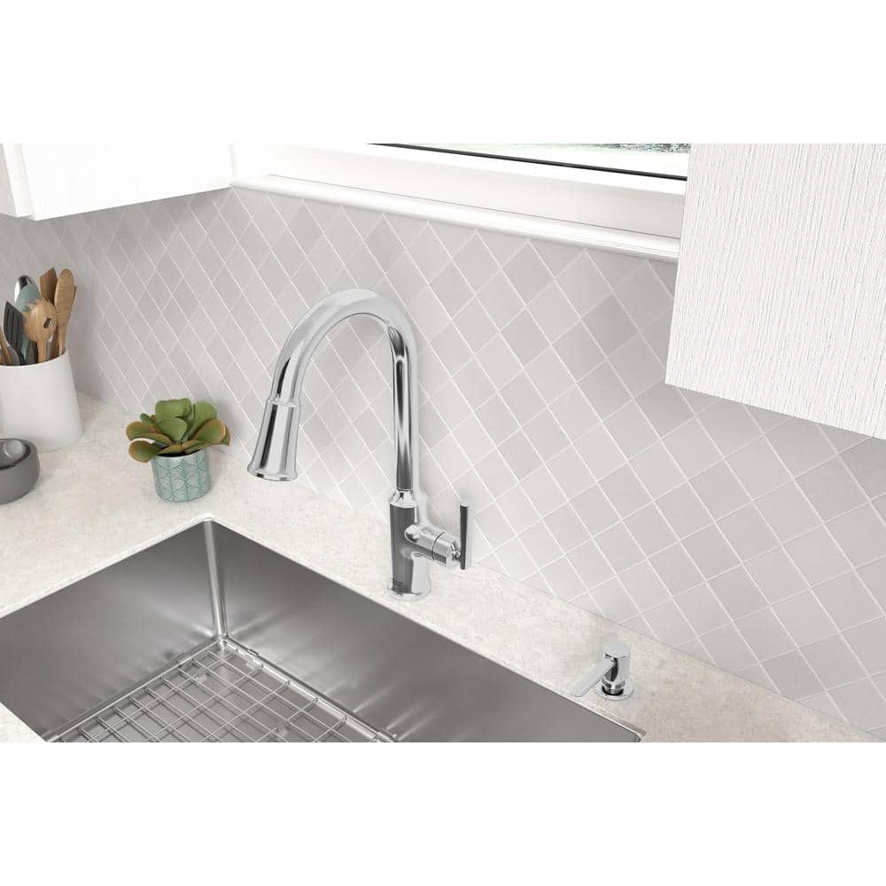 Matte Black Pull-Down Kitchen Faucet with Soap Dispenser
