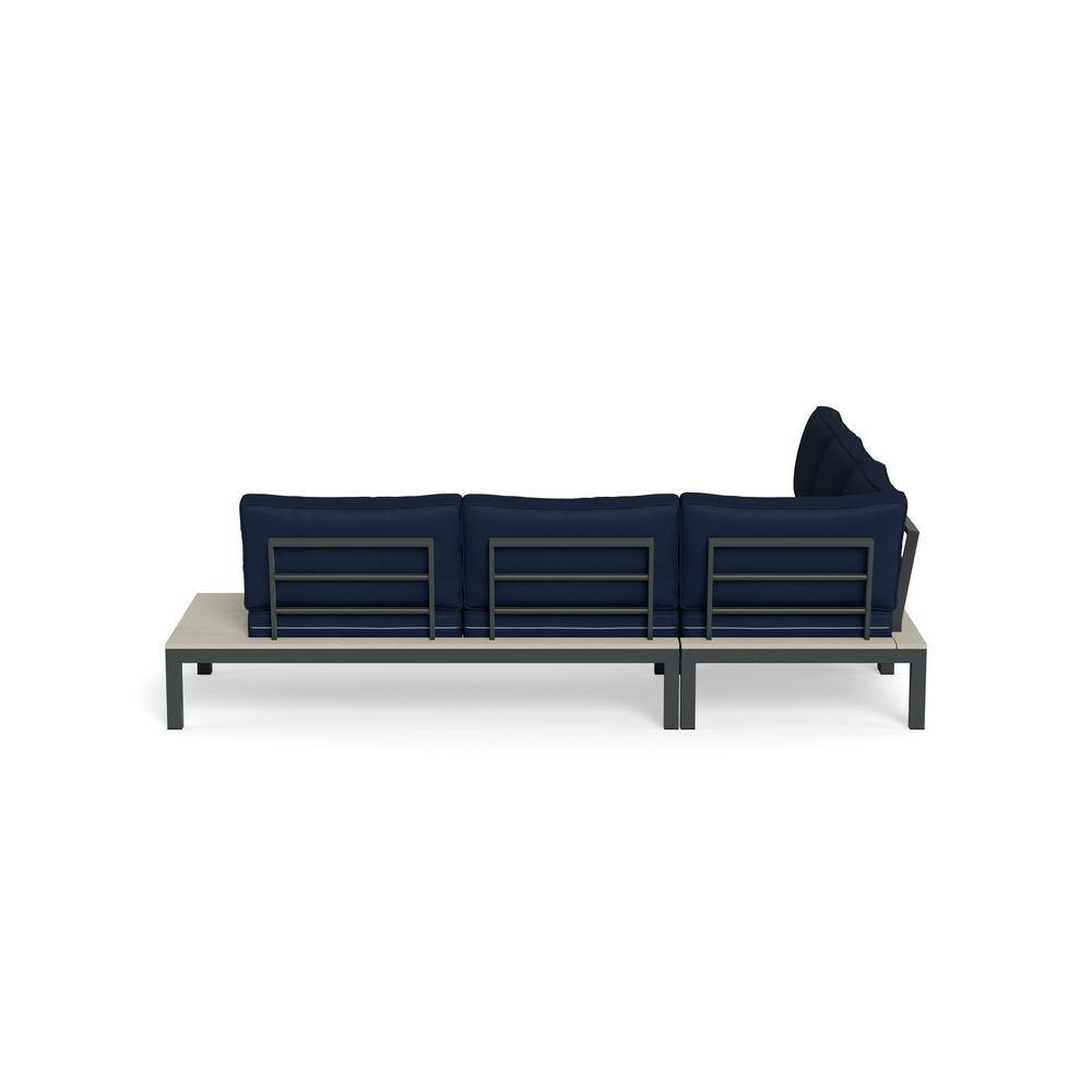 Lakeview Navy Aluminum 5-Person Outdoor Sectional with Side Tables
