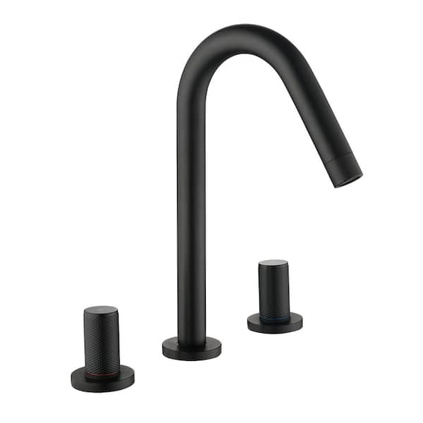 Unbranded 8 in. Widespread Double Handle Bathroom Faucet High Arc 3 Hole SInk Faucet in Matte Black