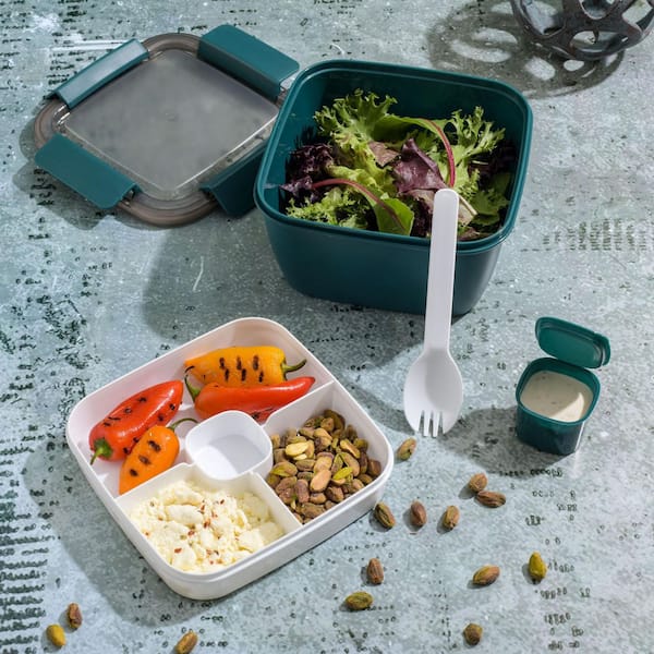What is Stock Borosilicate 35oz Glass Heat Resistant Glass Food Container  Storage Lunch Box Salad Bowl with Divider Microwave Safe