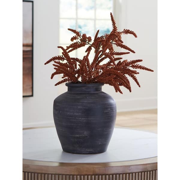 Meadie 12 in. H Black Terra Cotta Pot Decorative Vase