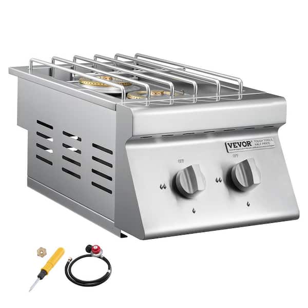 Double Grilling Side-Burners, 2 x 15, 000BTU Liquid Propane Side Burner for Outdoor Kitchen, Convertible to Natural Gas