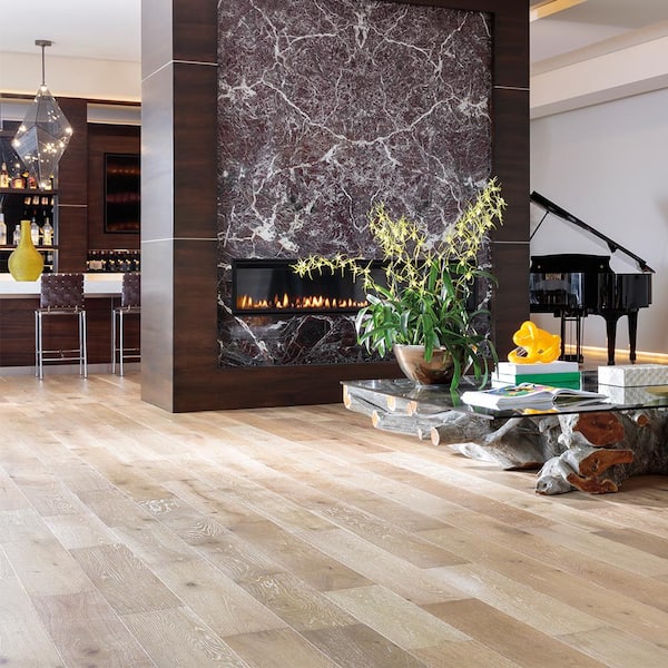 Delano French Oak 3/8 in. T x 6.5 in. W Click Lock Wire Brushed Engineered Hardwood Flooring (23.6 sq. ft./case)