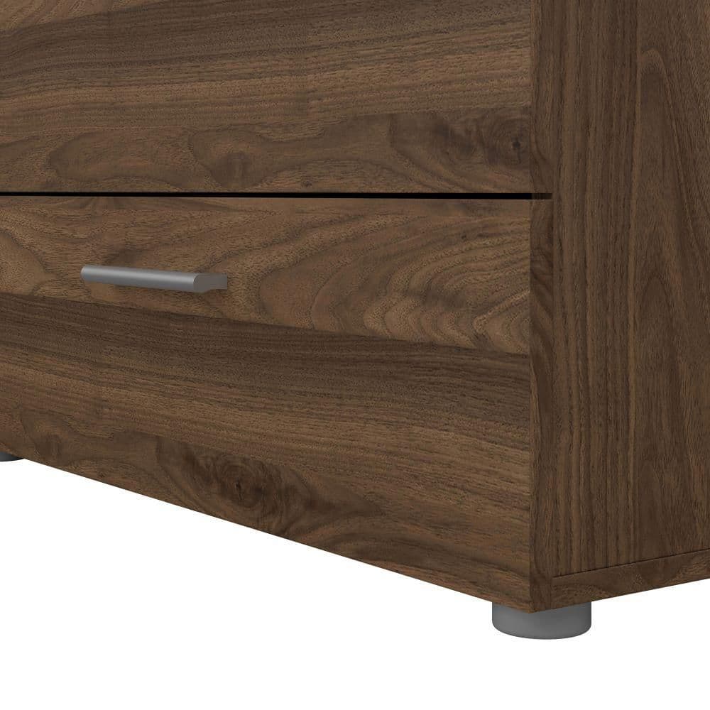 Walnut 8 Drawer Double Dresser with Metal Handles