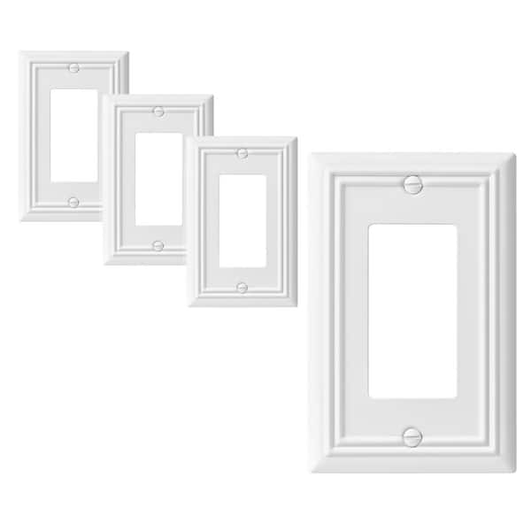 1-Gang White Decorator/Rocker Metal Wall Plates(4-Pack)