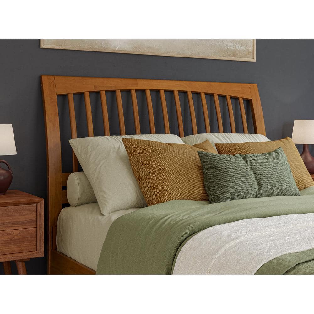 Orleans Queen Light Toffee Wood Platform Bed with Slatted Headboard