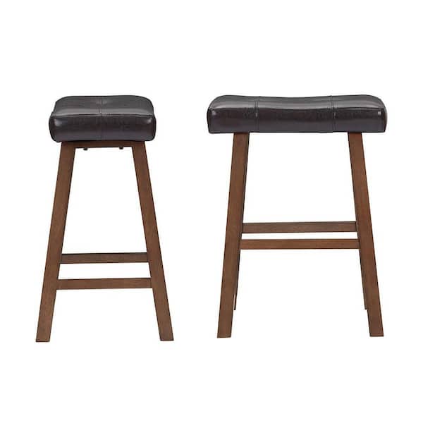 Stylewell Upholstered Counter Stool, Leather Saddle Seat Counter Stools