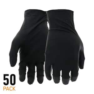 Large Black 6 mil Thick 100% Nitrile Disposable Work Gloves with Textured Grip and Touch Screen Capability (50-Pack)