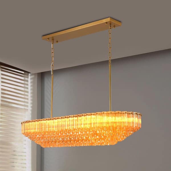 43 in. Modern Oval Chandelier, 12-Light Luxury Gold Kitchen Island Chandelier for Living Room Bedroom Dining Room