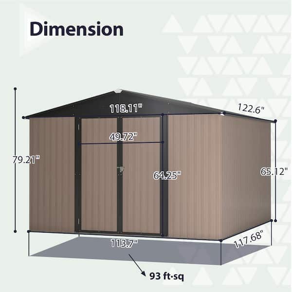 Siavonce 10 ft. W x 10 ft. D Outdoor Storage Shed, Large Metal
