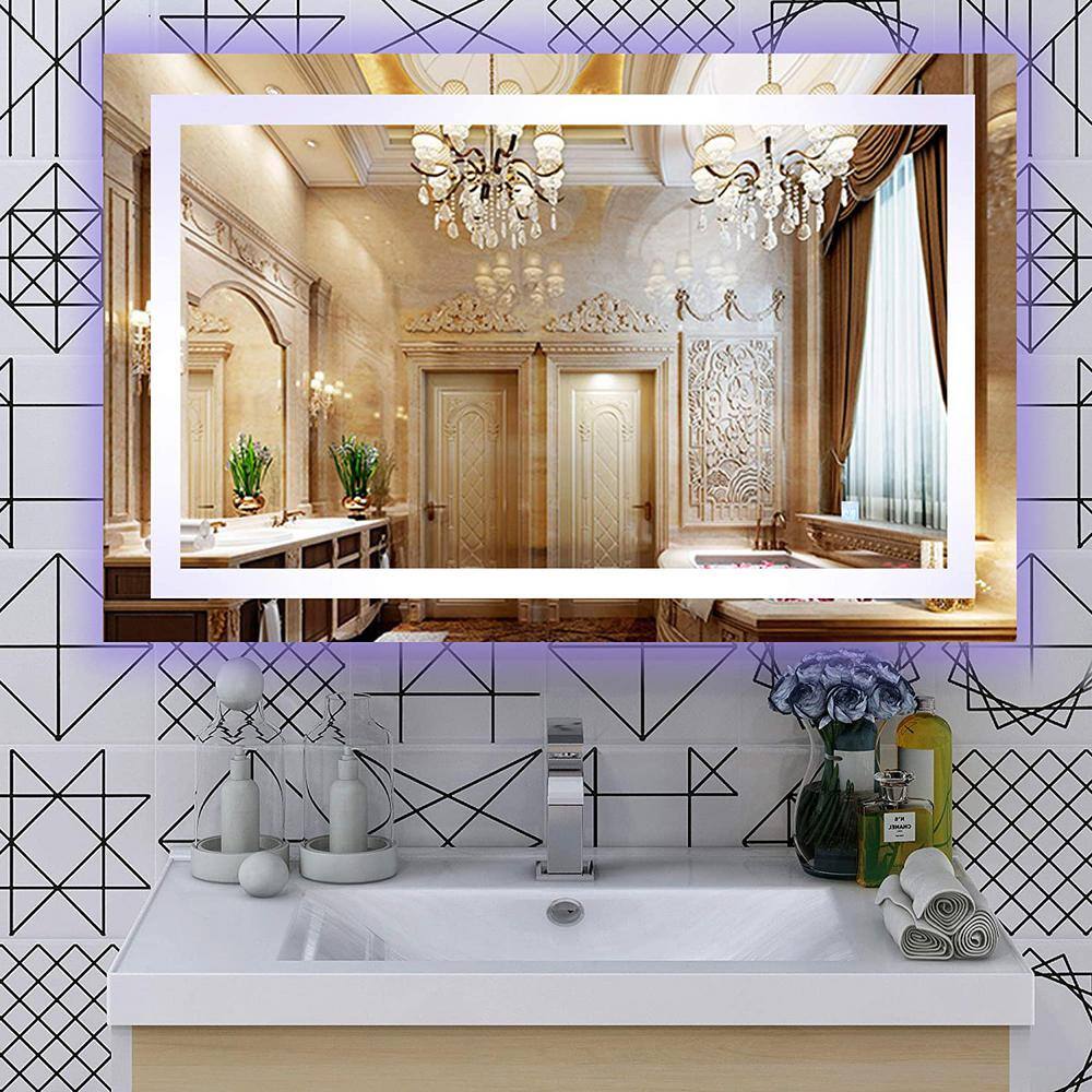 Frameless Rectangular LED Bathroom Vanity Mirror with Touch Sensor