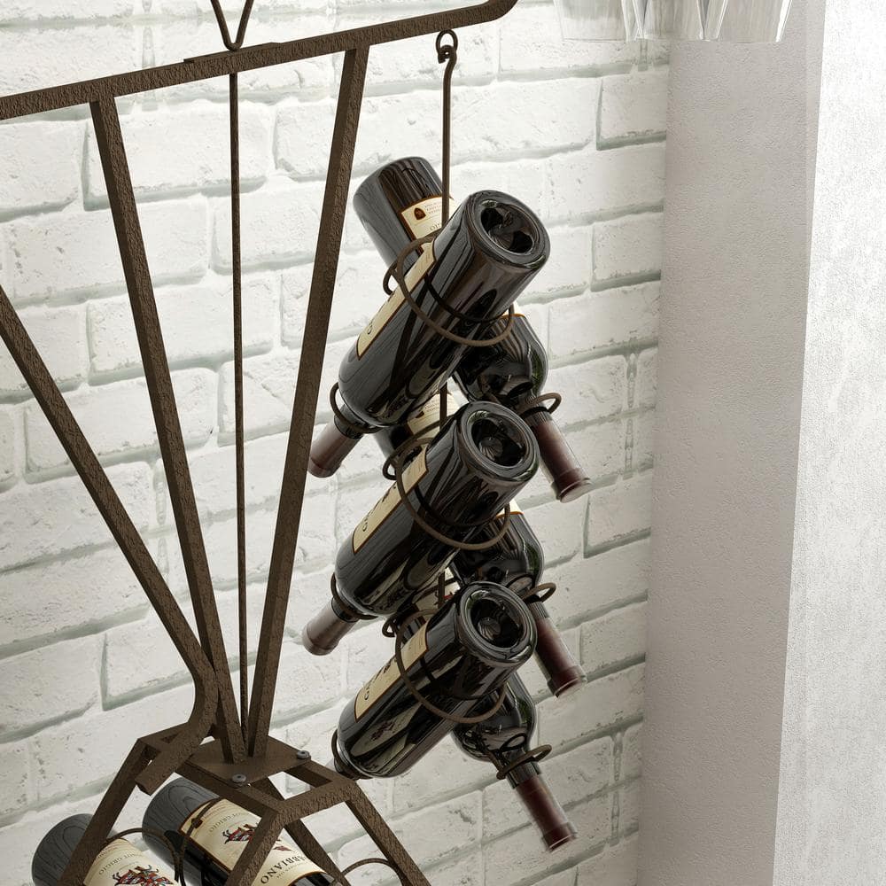 Freestanding Unique Design Wine Bakers Rack with Storage Bottle, Wine Storage Home Bar for Liquor and Wine, Brown