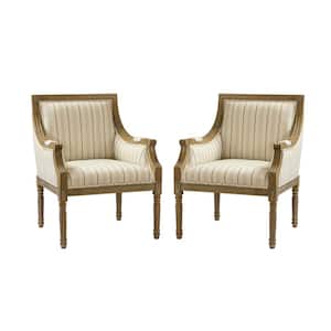 Agenor Taupe Armchair with Turned Leg (Set of 2)