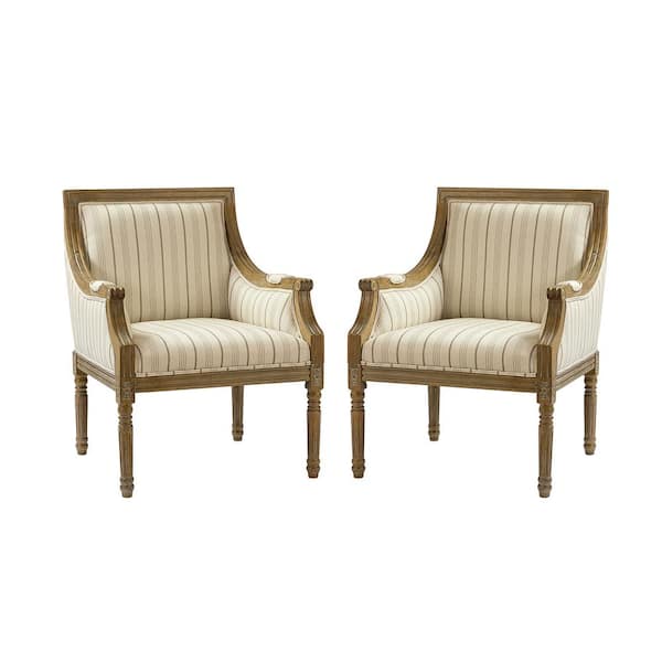 JAYDEN CREATION Agenor Taupe Armchair with Turned Leg (Set of 2)